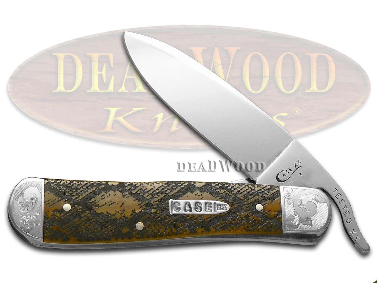Case XX Diamondback Rattlesnake Antique Bone Scrolled