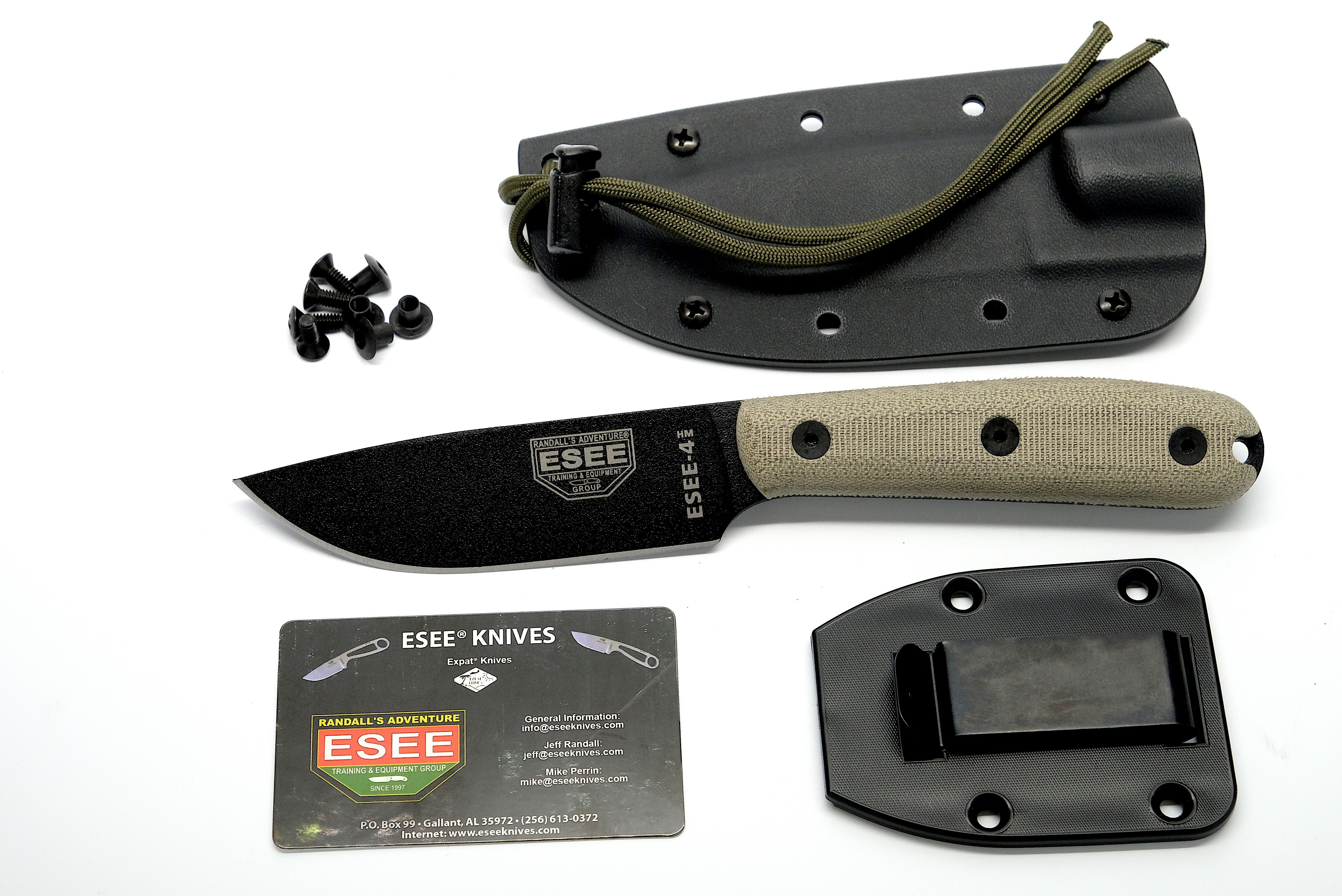 ESEE Knives 4 HM Black Blade Plain Edge Kydex Sheath ESEE-4HM-K 