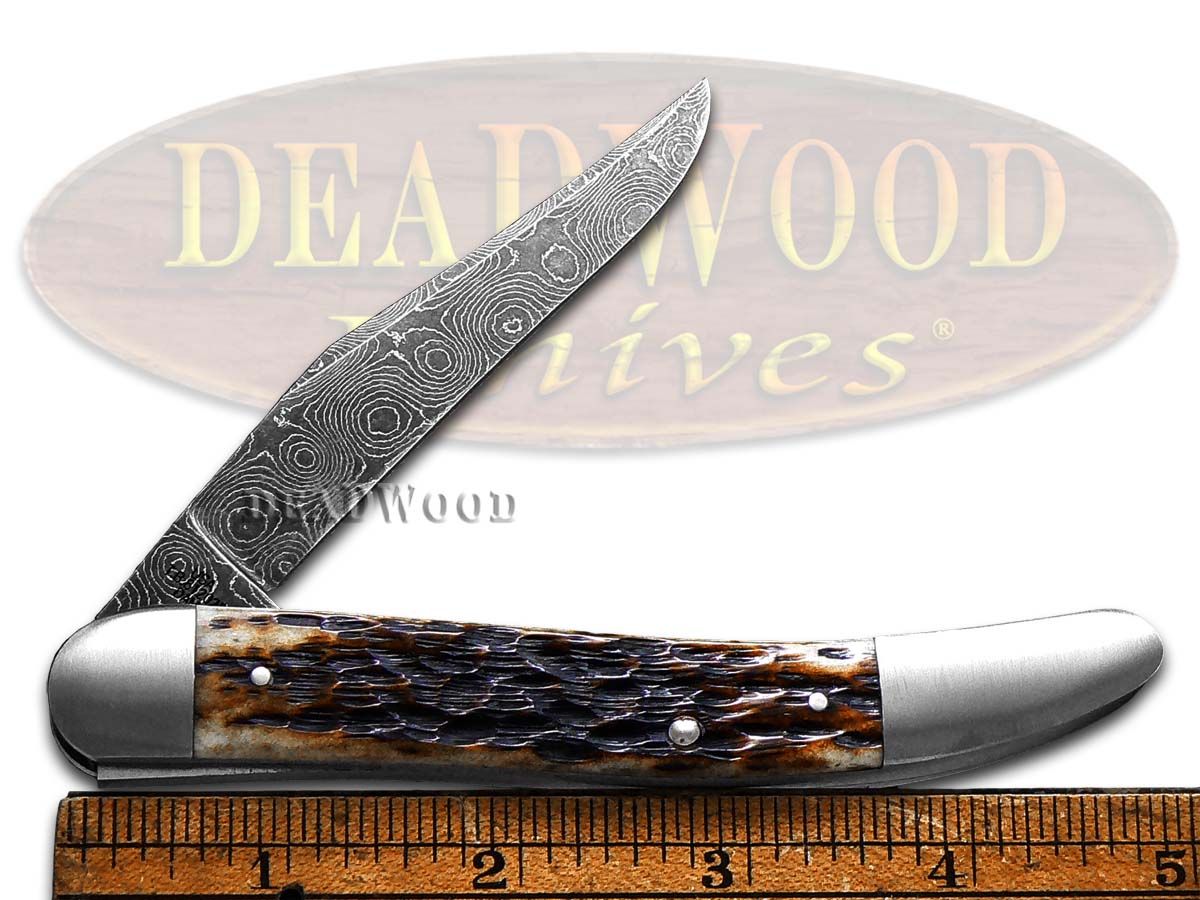 Case xx Old Dog 10796 Peachseed Molasses Bone Damascus Steel