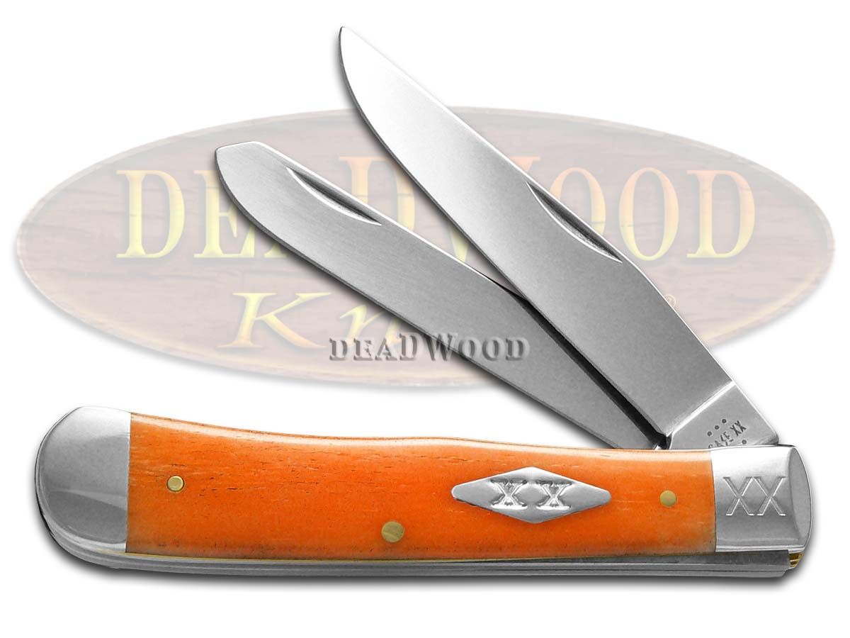 Case xx Trapper Smooth Persimmon Orange Bone 1/500 Stainless Pocket
