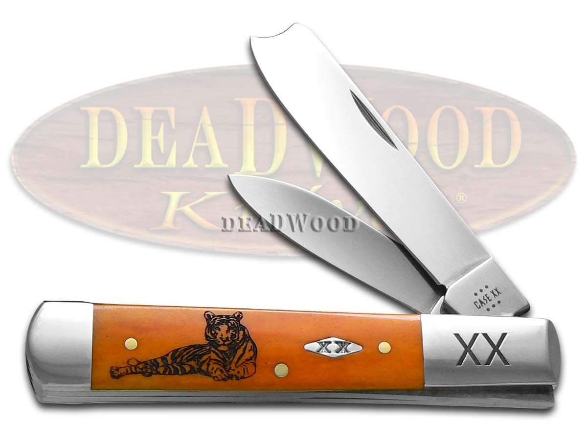 Case xx Razor Jack Tiger Stripe Orange Bone 1/500 Stainless Pocket Knife -  CA12551TS | 12551TS