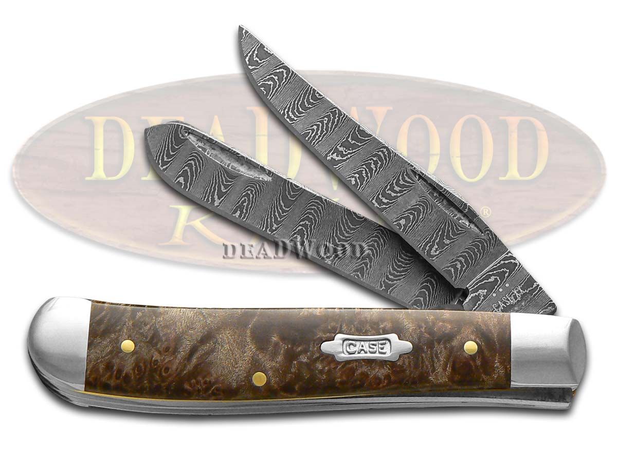 デコケース Case XX Mini Trapper Damascus Steel Natural Maple Burl Wood 15091