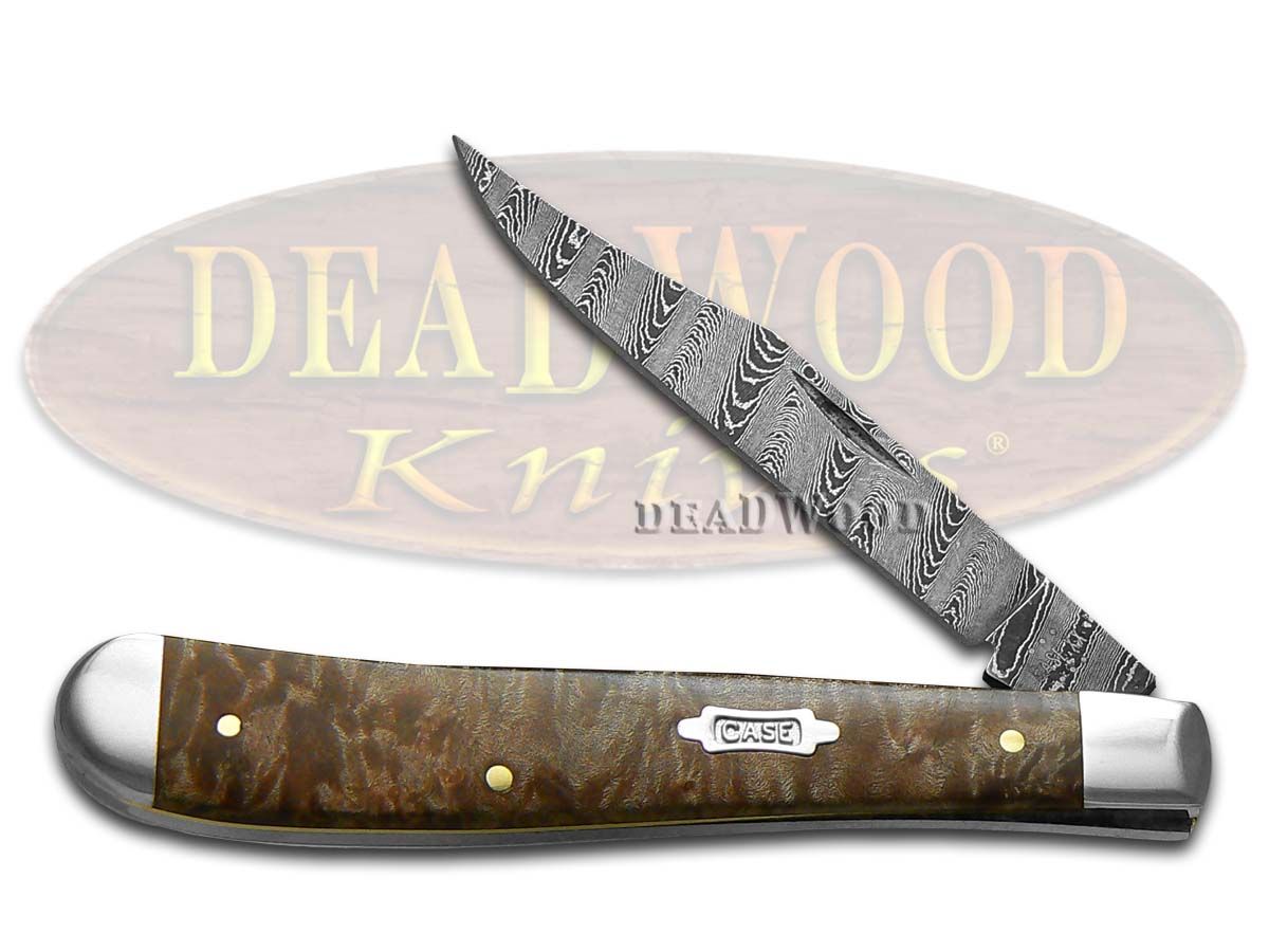 Case XX Slimline Trapper Damascus Steel Natural Maple Burl 15096