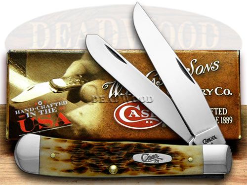 Case XX Amber Bone Carbon Steel Trapper Pocket Knife 00163 - CA163 | 163
