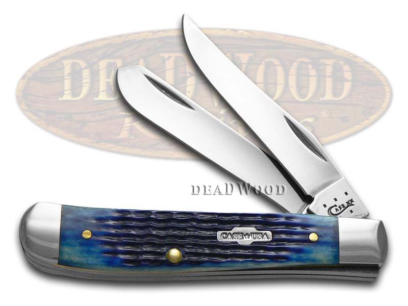 Case XX Jigged Navy Blue Bone Mini Trapper Stainless Pocket Case XX Jigged Navy Blue Bone Mini Trapper Stainless Pocket