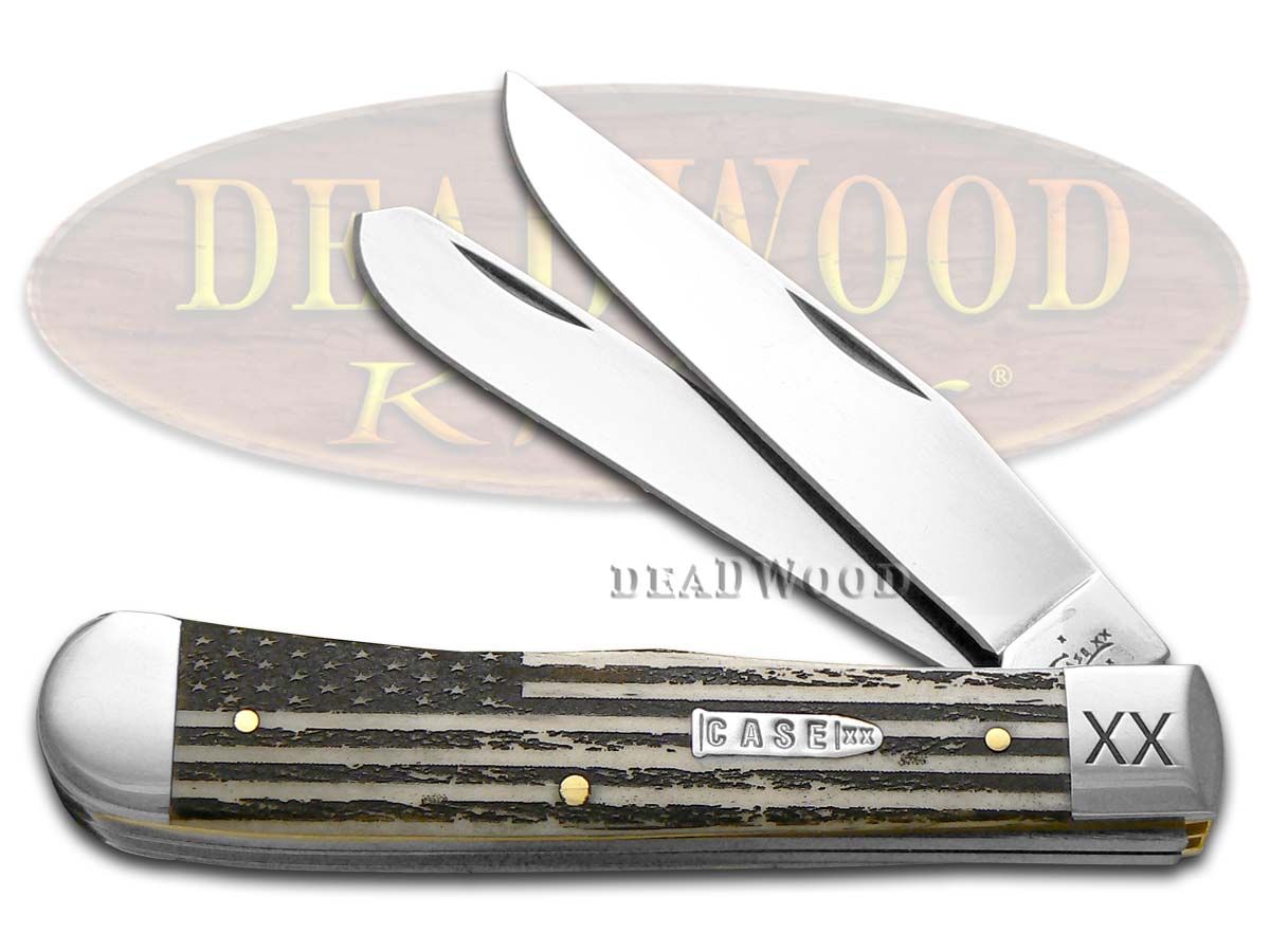 Case XX U.S. Flag Natural Bone Trapper 1/500 Stainless Pocket Knife ...