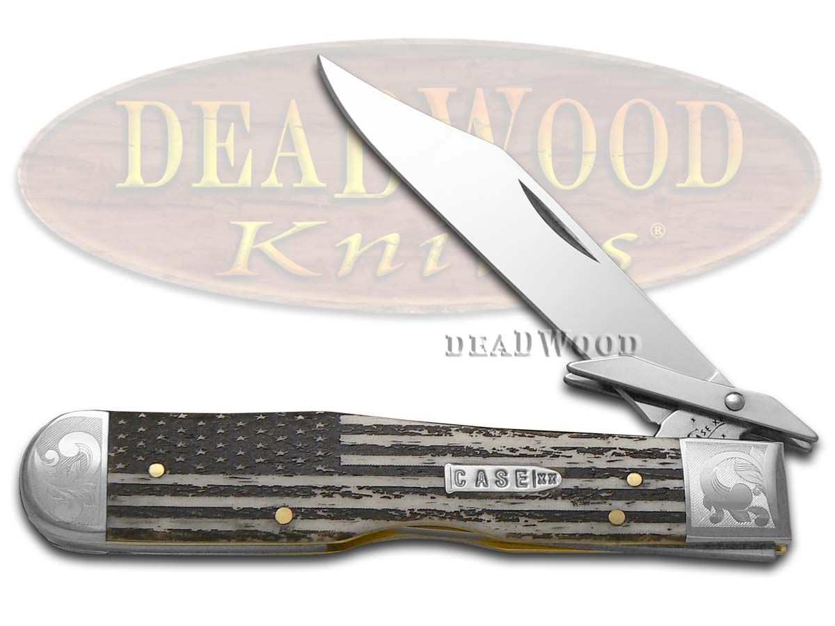 Case XX Scrolled U.S. Flag Natural Bone Cheetah 1/200 Stainless Pocket  Knife 6743 USF - CA6743E-USF | 6743E-USF