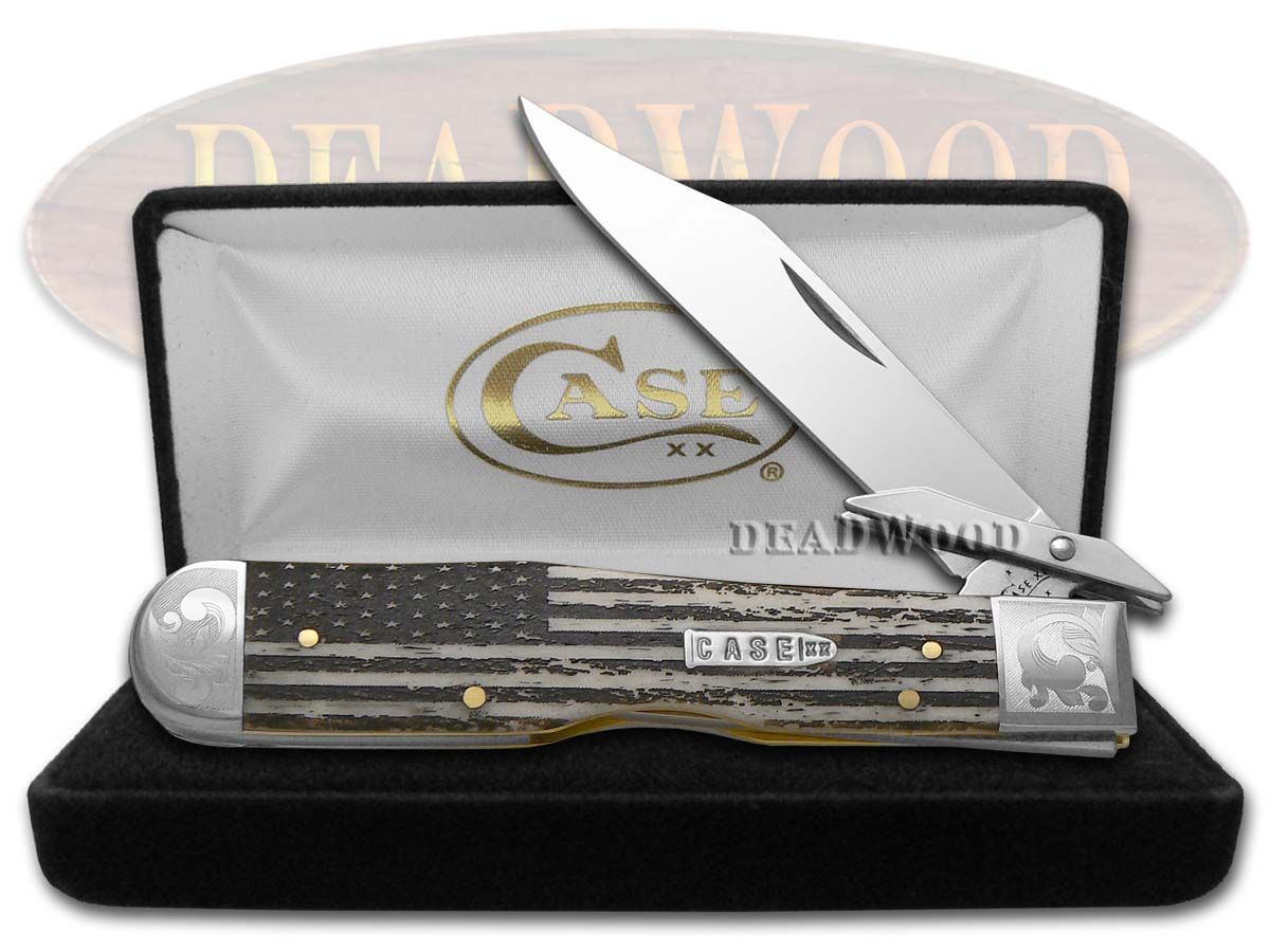 Case XX Scrolled U.S. Flag Natural Bone Cheetah 1/200 Stainless Pocket  Knife 6743 USF - CA6743E-USF | 6743E-USF