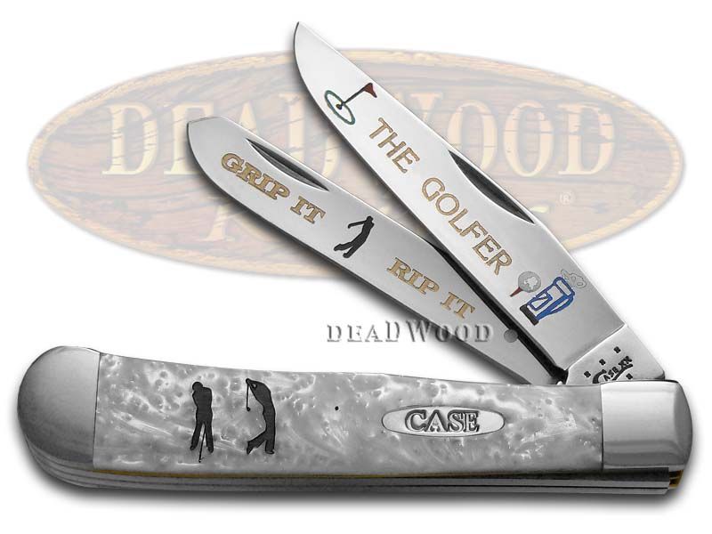Case XX White Pearl Corelon Golfer 1/500 Trapper Pocket Knife HP