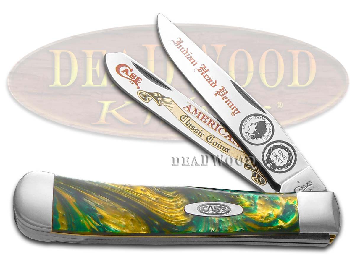 Case XX Indian Head Penny Cat's Eye Trapper 13000 Stainless Pocket Knife  CAT-IHPCE -