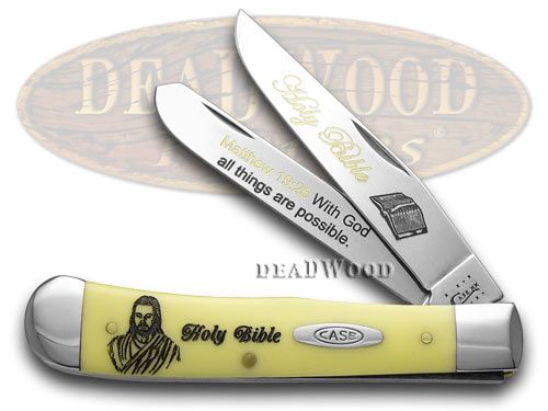 Case XX Holy Bible Matthew 19:26 Yellow Synthetic Trapper 1/500