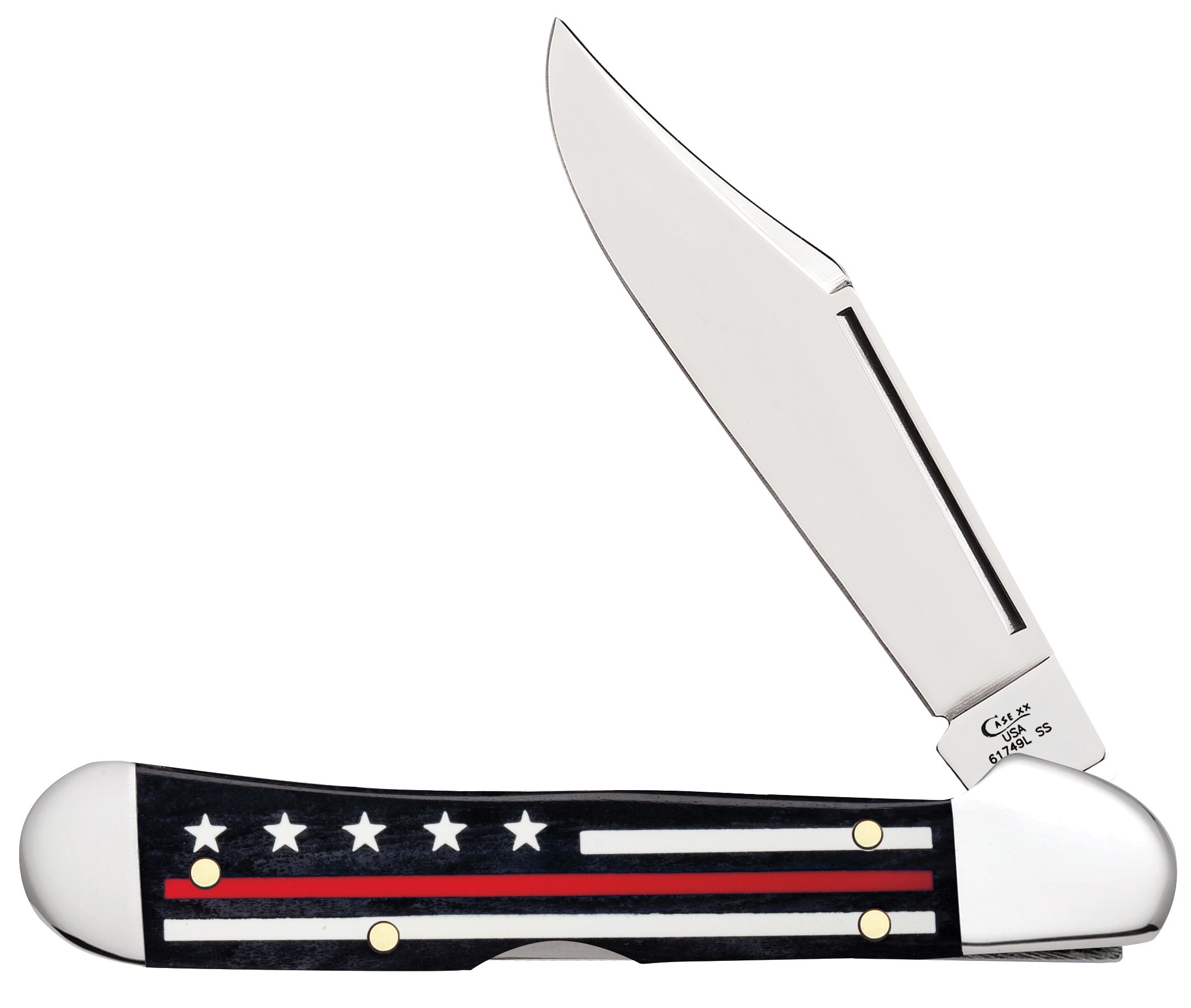 Case XX Red Stripes of Service Flag Mini Copperlock Stainless