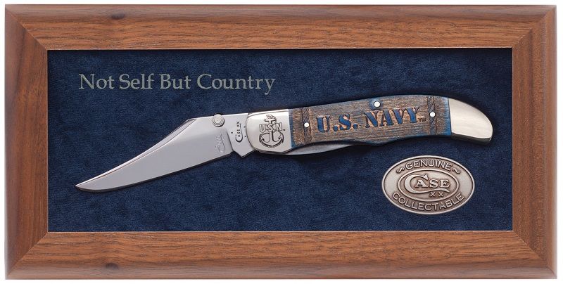Case XX U.S. Navy Embossed Blue Bone Folding Hunter 1/250 Stainless Pocket Knife  Set 17703 - CA17703