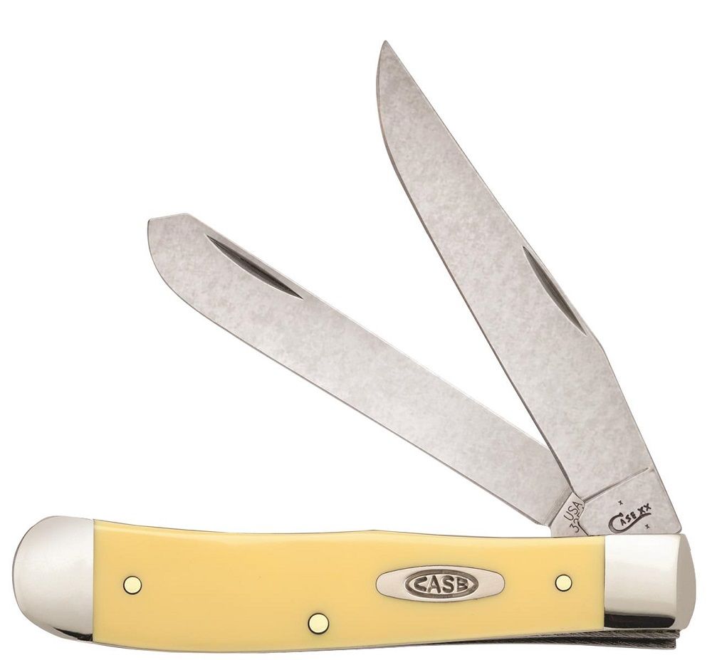 Case XX Smooth Yellow Synthetic Trapper Stainless Pocket Clip