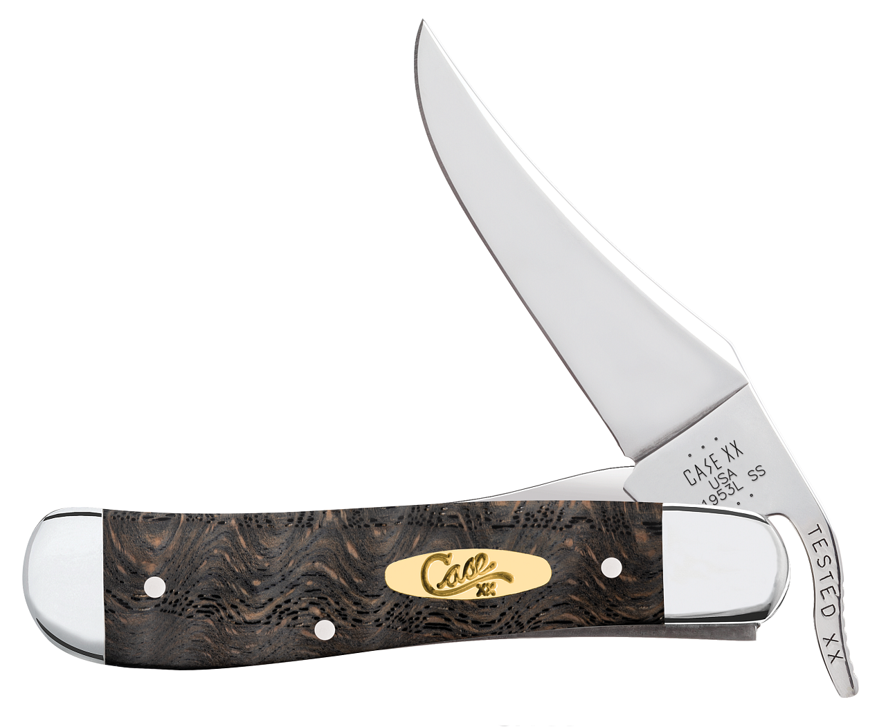 Case XX Russlock Black Curly Oak Wood 14002 Stainless Steel Pocket Knife -  CA14002 | 14002