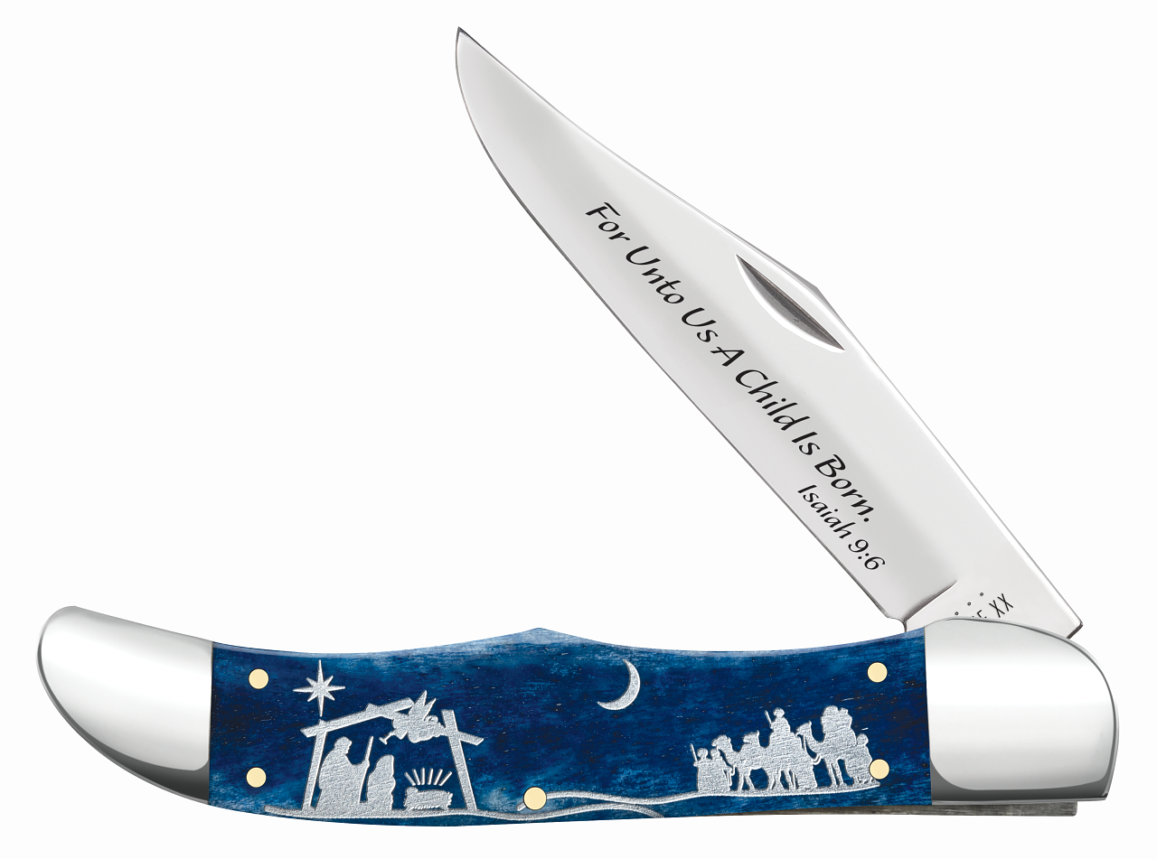Case XX Folding Hunter Christmas Blue Bone 10635 Stainless 1/350