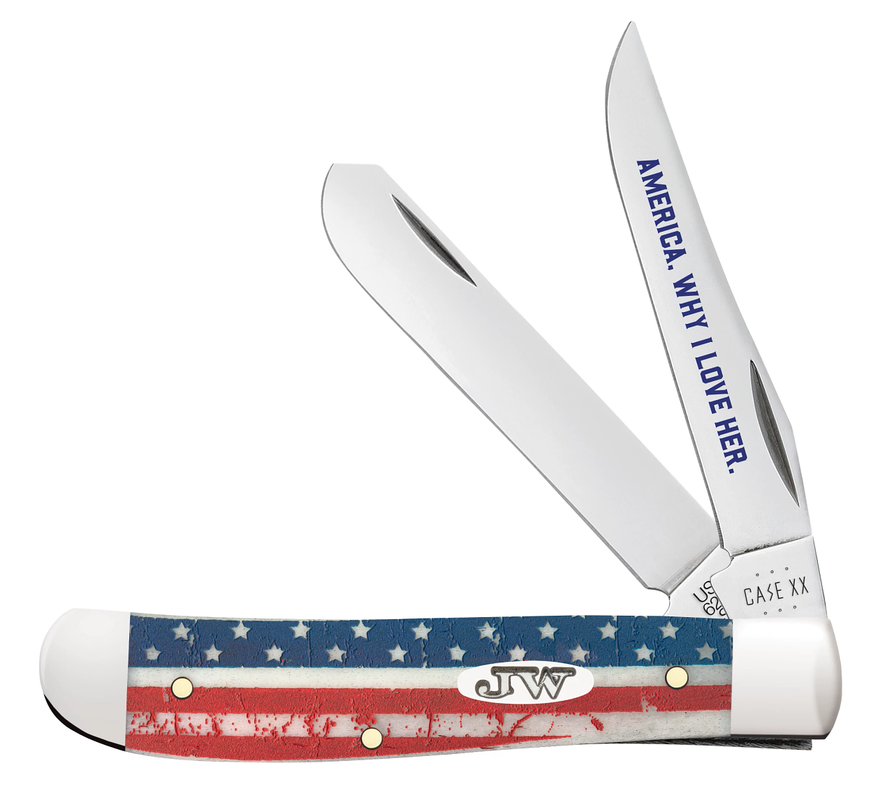 Case XX Mini Trapper John Wayne U.S. Flag Natural Bone 10718