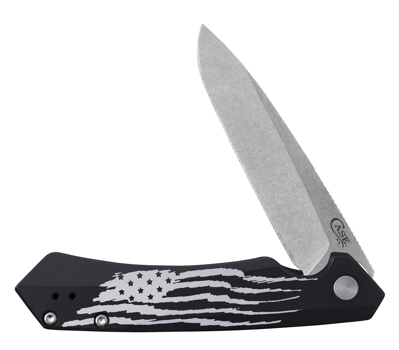 Case XX Kinzua U.S. Flag 10857 Black Aluminum S35VN Steel Pocket