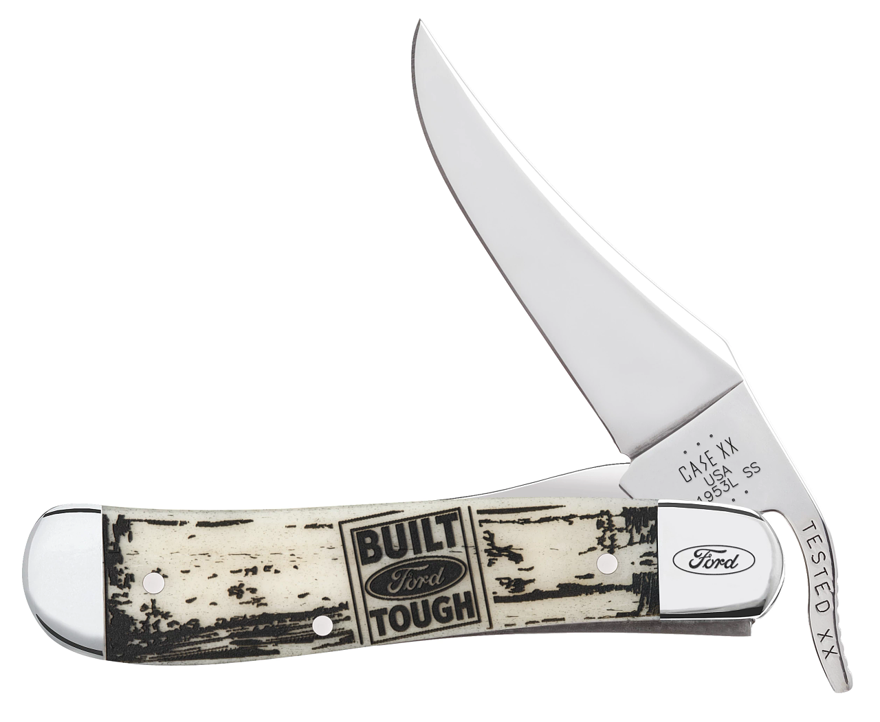 Case XX Russlock 'Built Ford Tough' Natural Bone 14341 Pocket