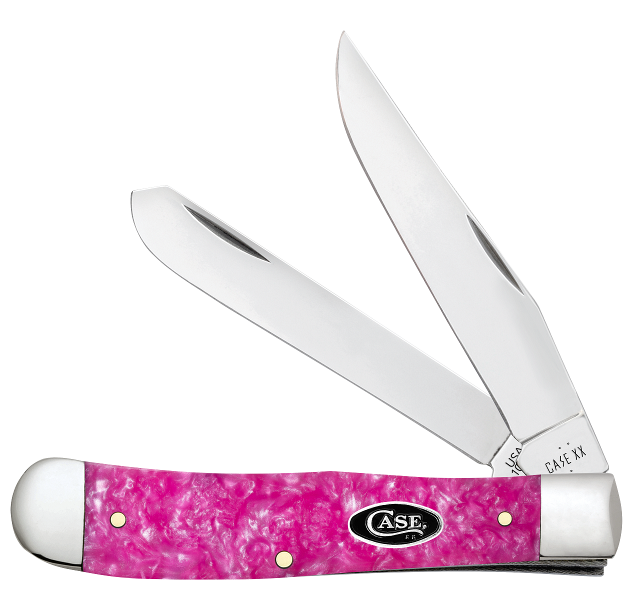 Case XX Trapper Pink Crackle Kirinite 16160 Stainless Pocket Knife