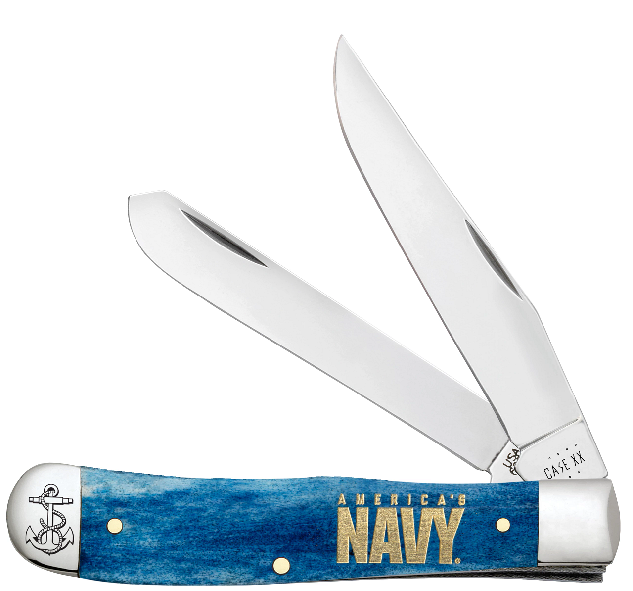 Case xx U.S. Navy Blue Bone Trapper 17727 Stainless Pocket Knife