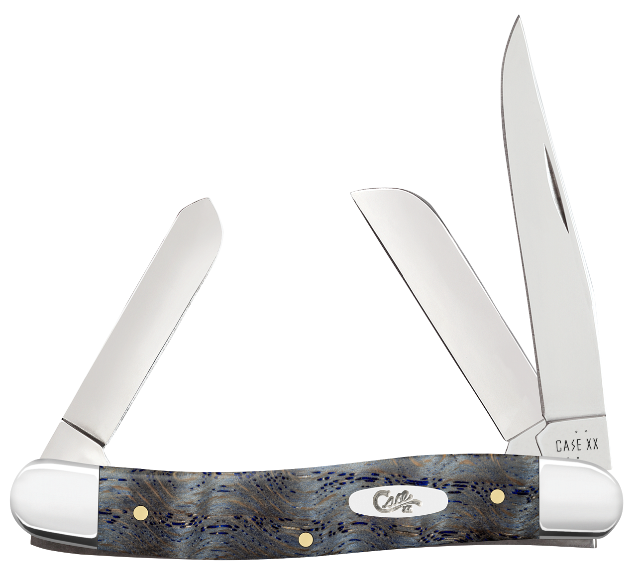 Case XX Stockman Blue Curly Oak Wood 47492 Stainless Pocket Knife