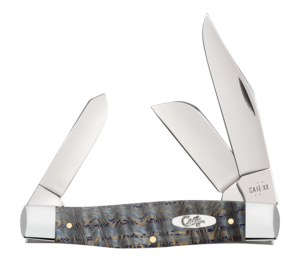 Case XX Large Stockman Blue Curly Oak Wood 47493 Stainless Pocket
