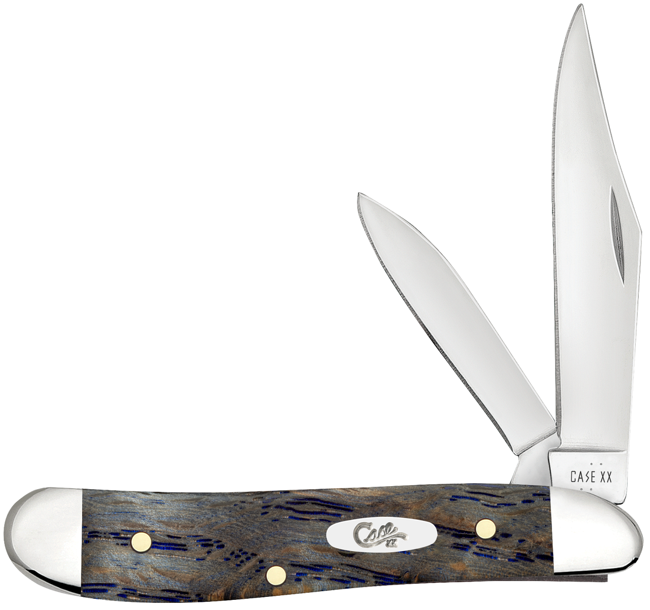 Case XX Peanut Blue Curly Oak Wood 47495 Stainless Pocket Knife