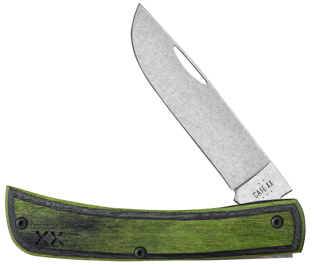 Case XX Sod Buster Jr 66383 Green Black Laminate Wood S35VN