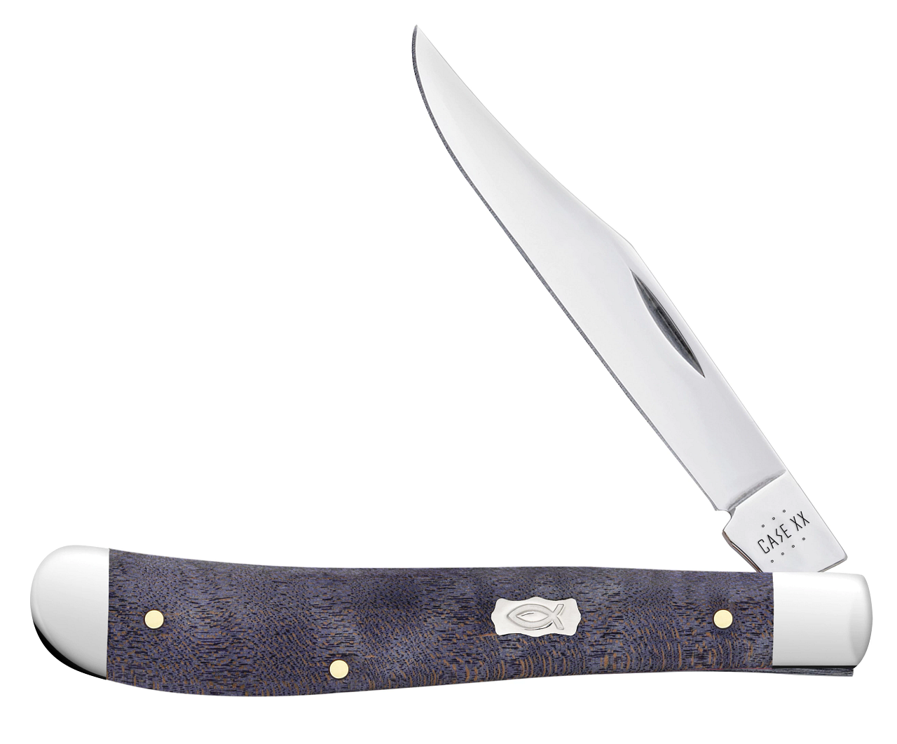 Case xx Slimline Trapper Purple Curly Maple Wood 80546 Stainless