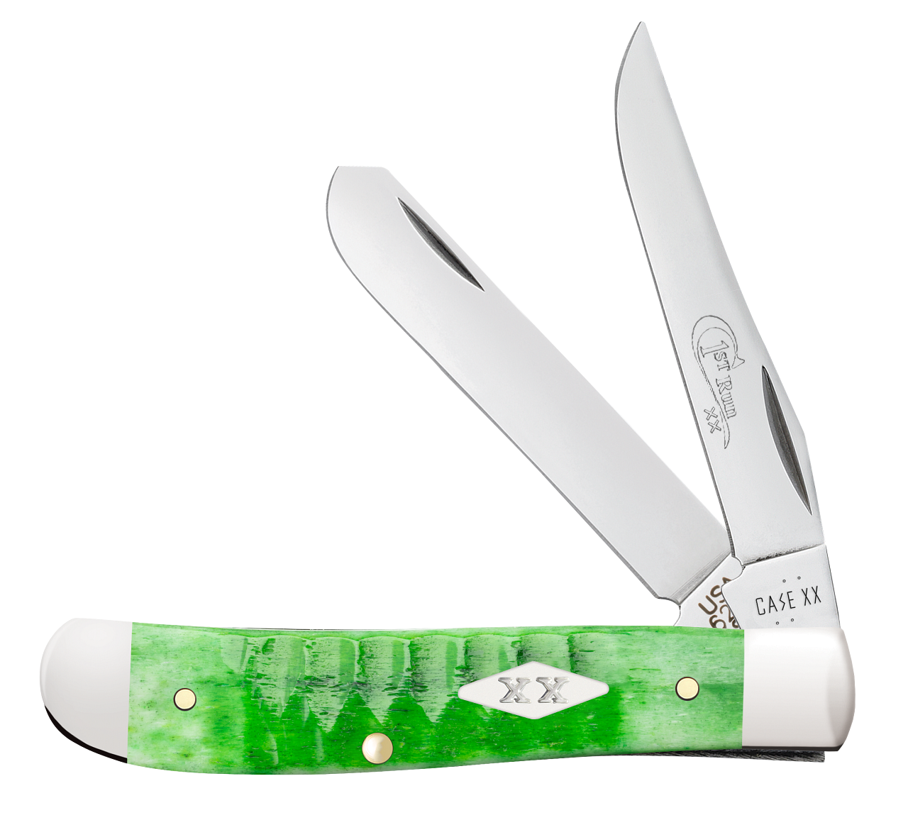 Case XX Mini Trapper 1st Run Gator Jig Bright Green Bone 81441
