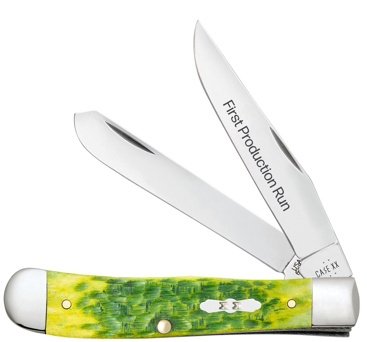 Case XX Trapper 1st Run Jigged Green Apple Bone 87860 Stainless 1