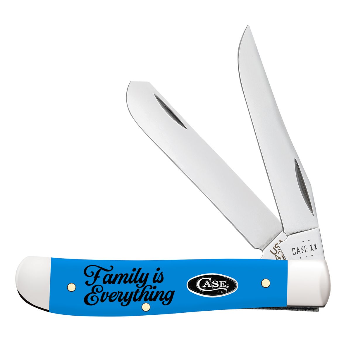 Case XX Mini Trapper Family is Everything Light Blue Synthetic