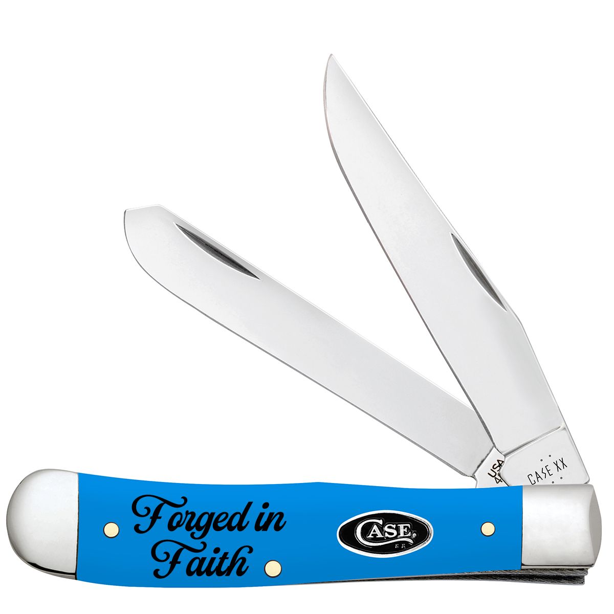 Case XX Trapper Forged in Faith Light Blue Synthetic Pocket Knife