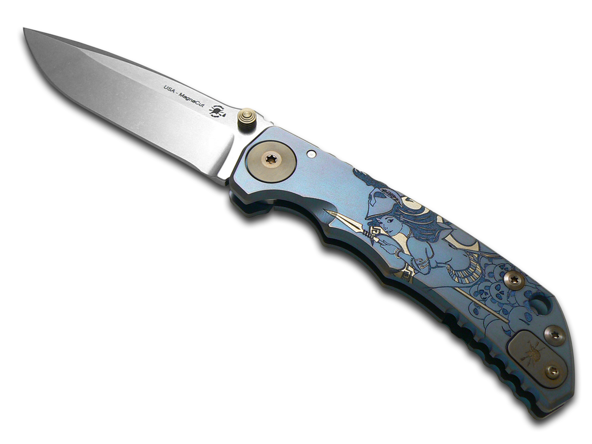 SPARTAN BLADES Harsey Folder SF5 Blue & Gold Babe Titanium CPM