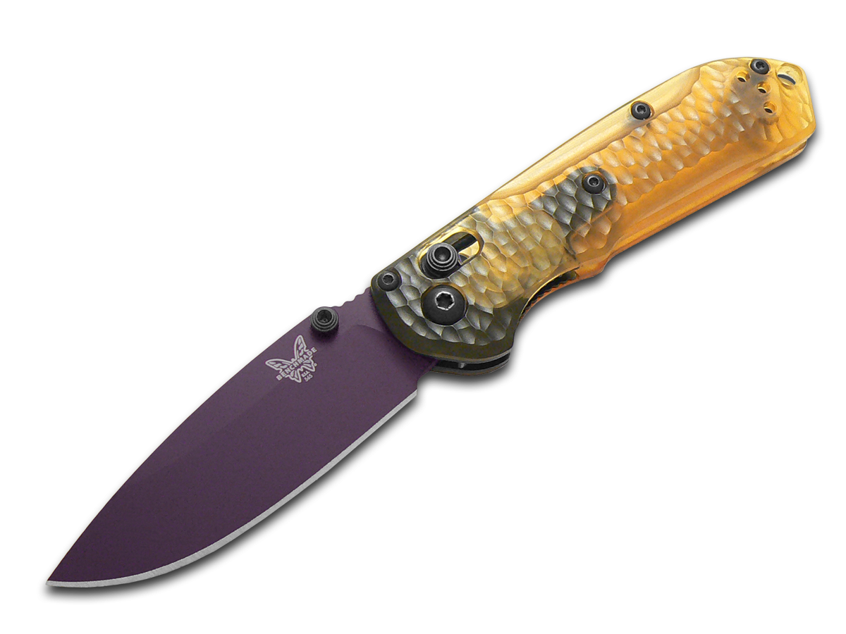 Benchmade Mini Freek 565PL-2501 Amber Ultem & CPM-M4 Carbon Steel