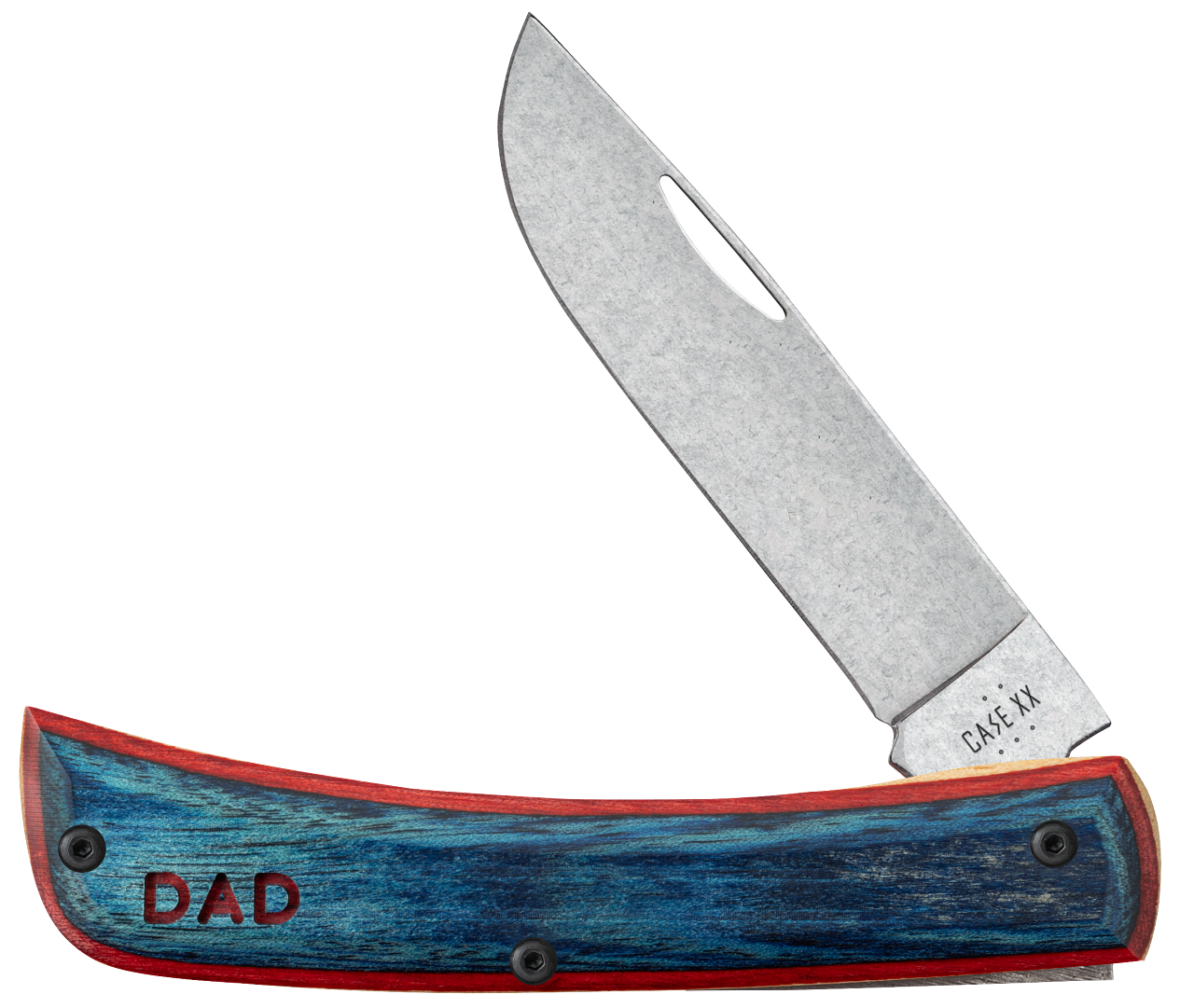 Case XX Sod Buster Jr DAD Blue & Red Wood 10637 Stainless