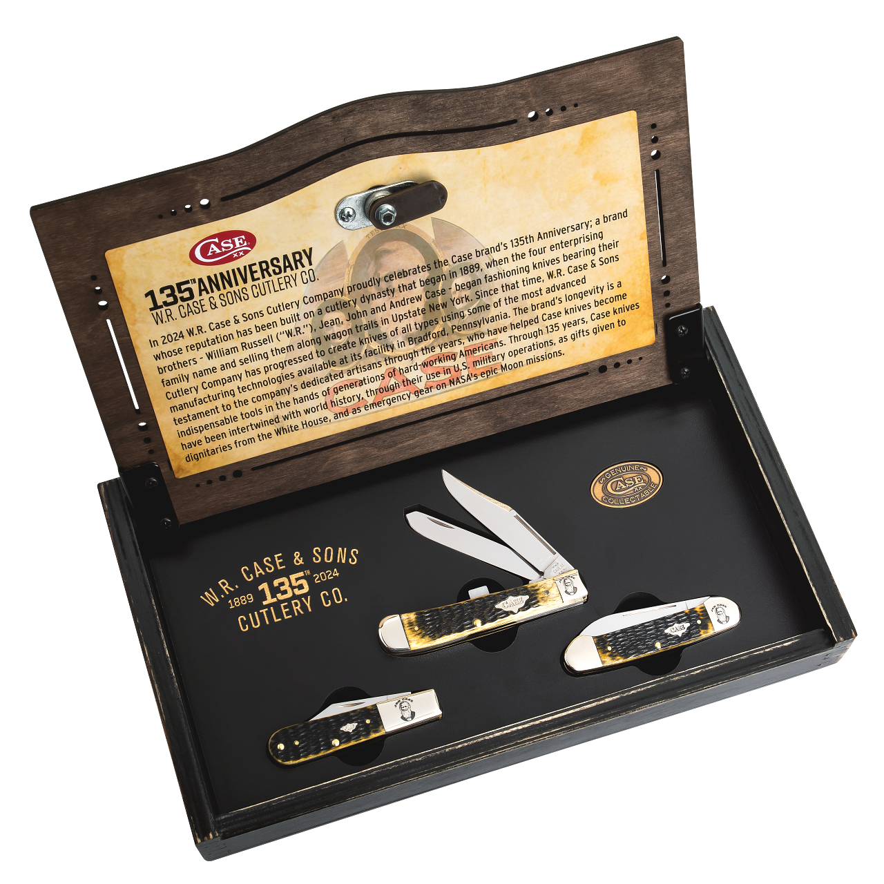 Case XX 135th Anniversary 3-Knife Set 52016 Olive Green Bone