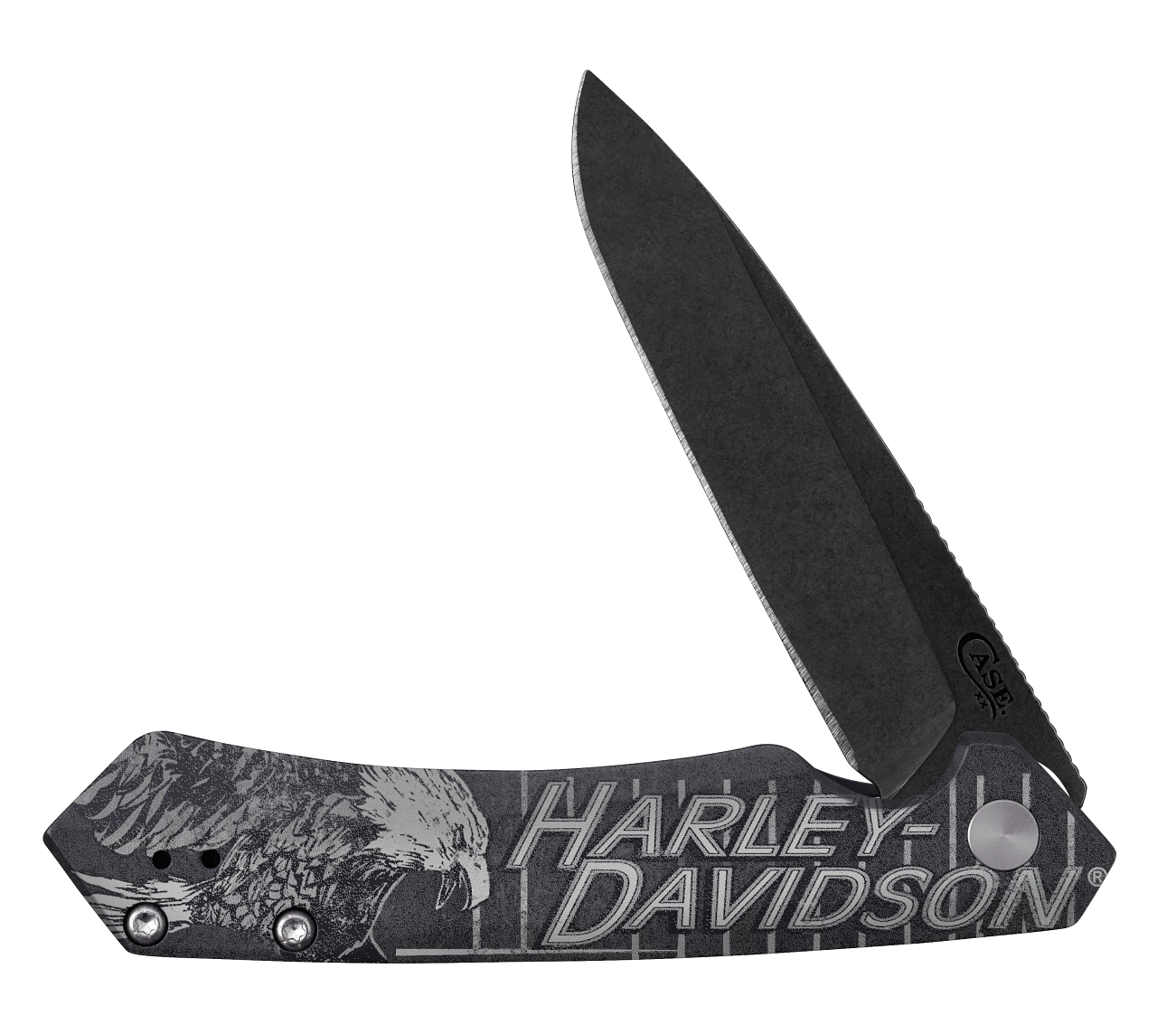 Case XX Harley-Davidson Kinzua 52260 Frame Lock Black Aluminum DLC S35VN  Steel Pocket Knife - CA52260 | 52260