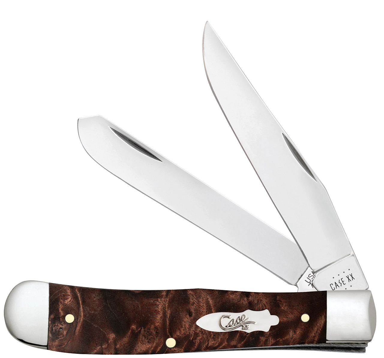 Case XX Trapper 64060 Smooth Brown Maple Burl Wood Stainless Pocket Knife -  CA64060 | 64060