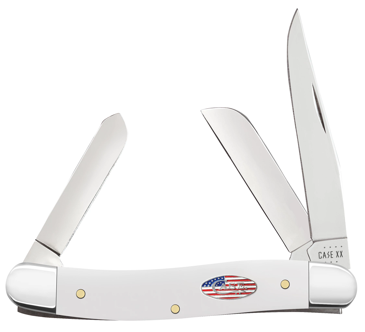 Case XX U.S. Flag White Synthetic Medium Stockman 71225 Stainless