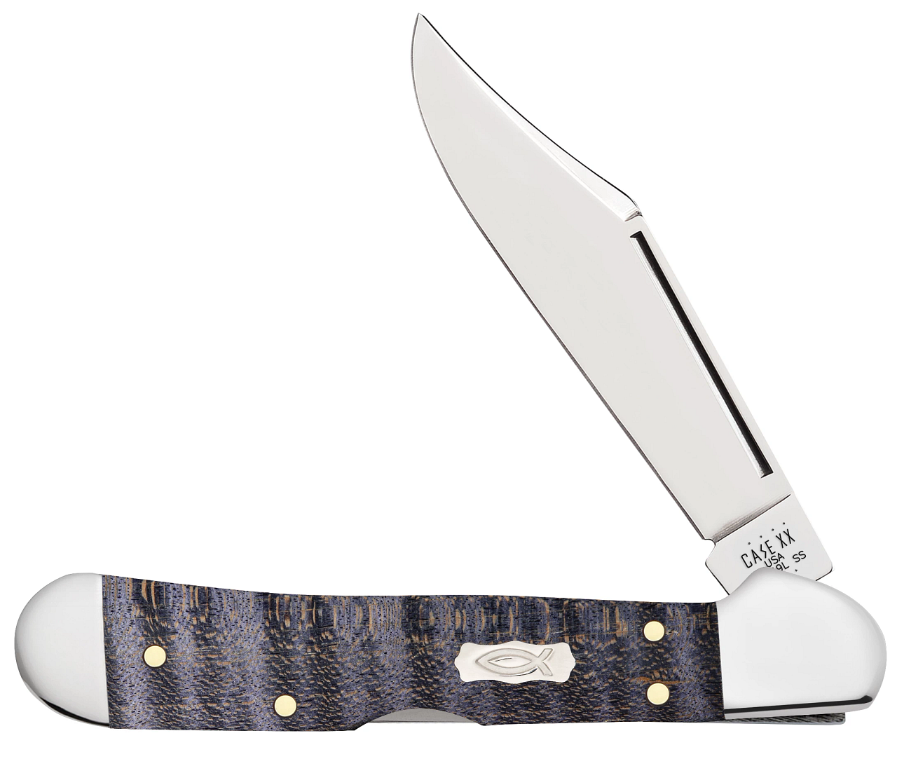 Case xx Purple Curly Maple Ichthus Mini Copperlock 80545