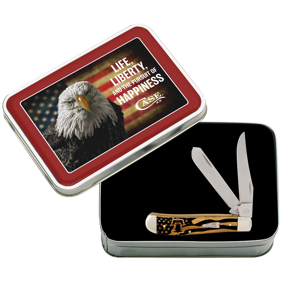 Case XX Mini Trapper Liberty Bell Antique Bone AWTC07LP Pocket Knife -