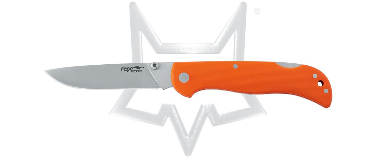 Fox 500 Lockback 500O 440C Stainless Steel & Orange G10 Pocket