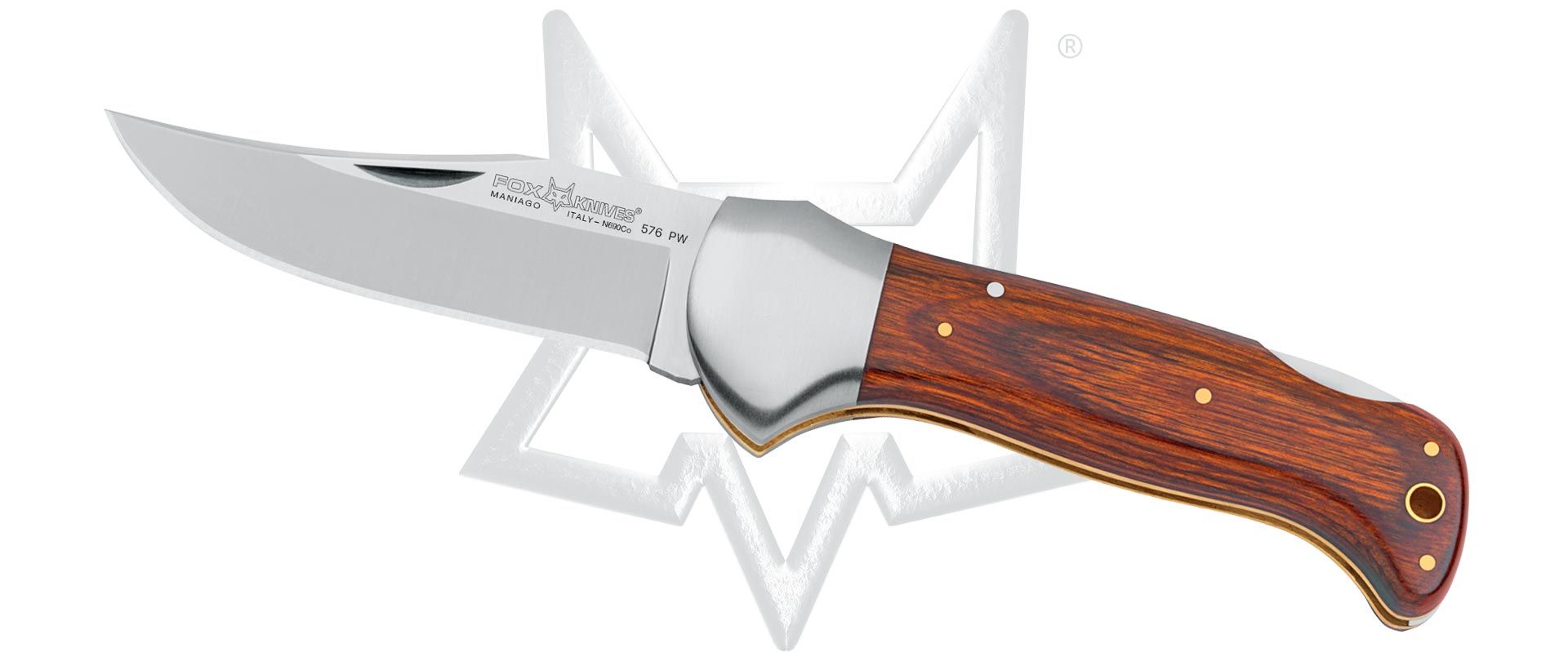 takashi。パoンコ台ビックタイガーとナイフ Fox Big Forest 576PW Lockback N690Co Stainless Steel & Pakkawood