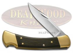 Buck 110 Folding Hunter Knife Ebony Wood Handle 420HC Stainless Pocket BRS-B