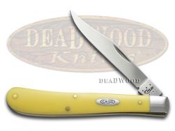 Case xx Slimline Trapper Knife Yellow Delrin CV Steel Pocket Knives 00031