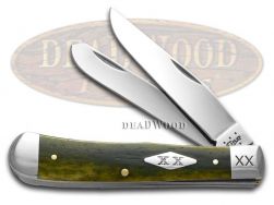 Case xx Trapper Knife Smooth Olive Green Bone 1/500 Stainless Pocket Knives