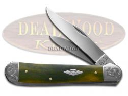 Case xx Copperhead Smooth Olive Green Bone Scrolled 1/300 Stainless Pocket Knife