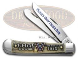 Case xx World War II VJ-Day Trapper Knife Natural Bone Stainless Pocket 11950